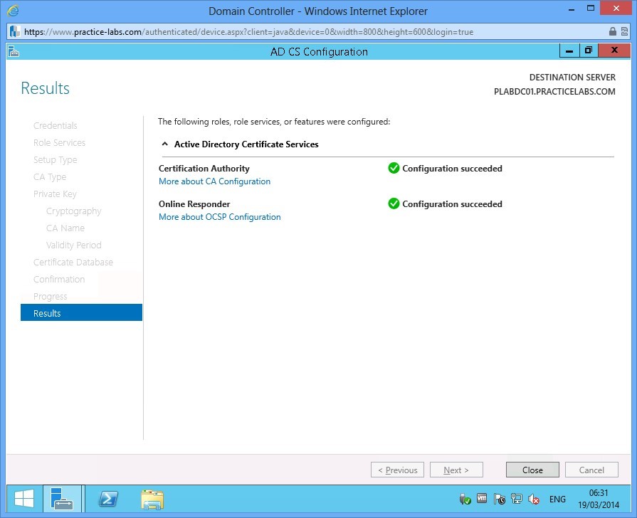 Practice Labs screenshot.